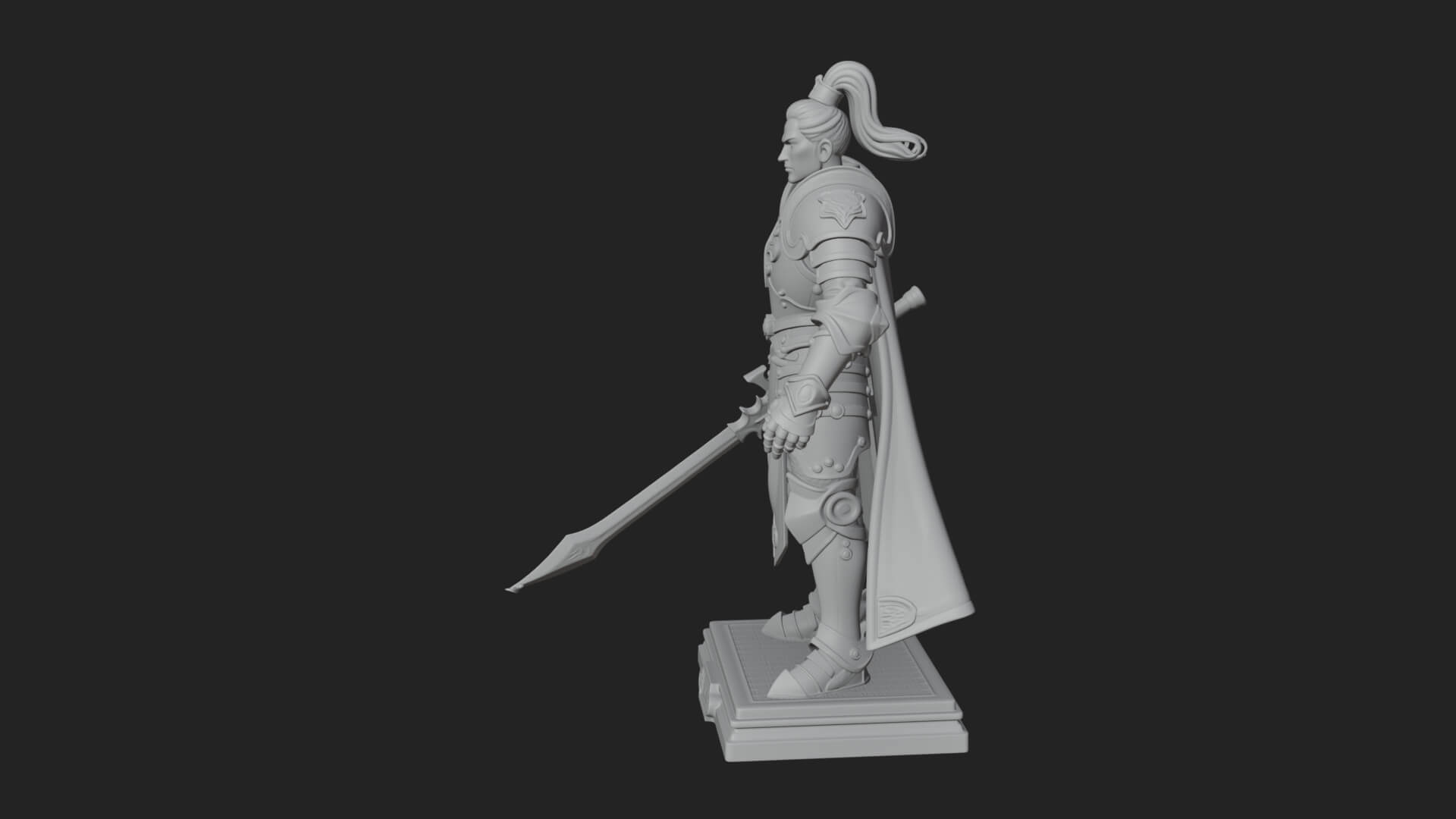 White Armor Swordswoman Statue Design 7 3D Print Model 3D Model