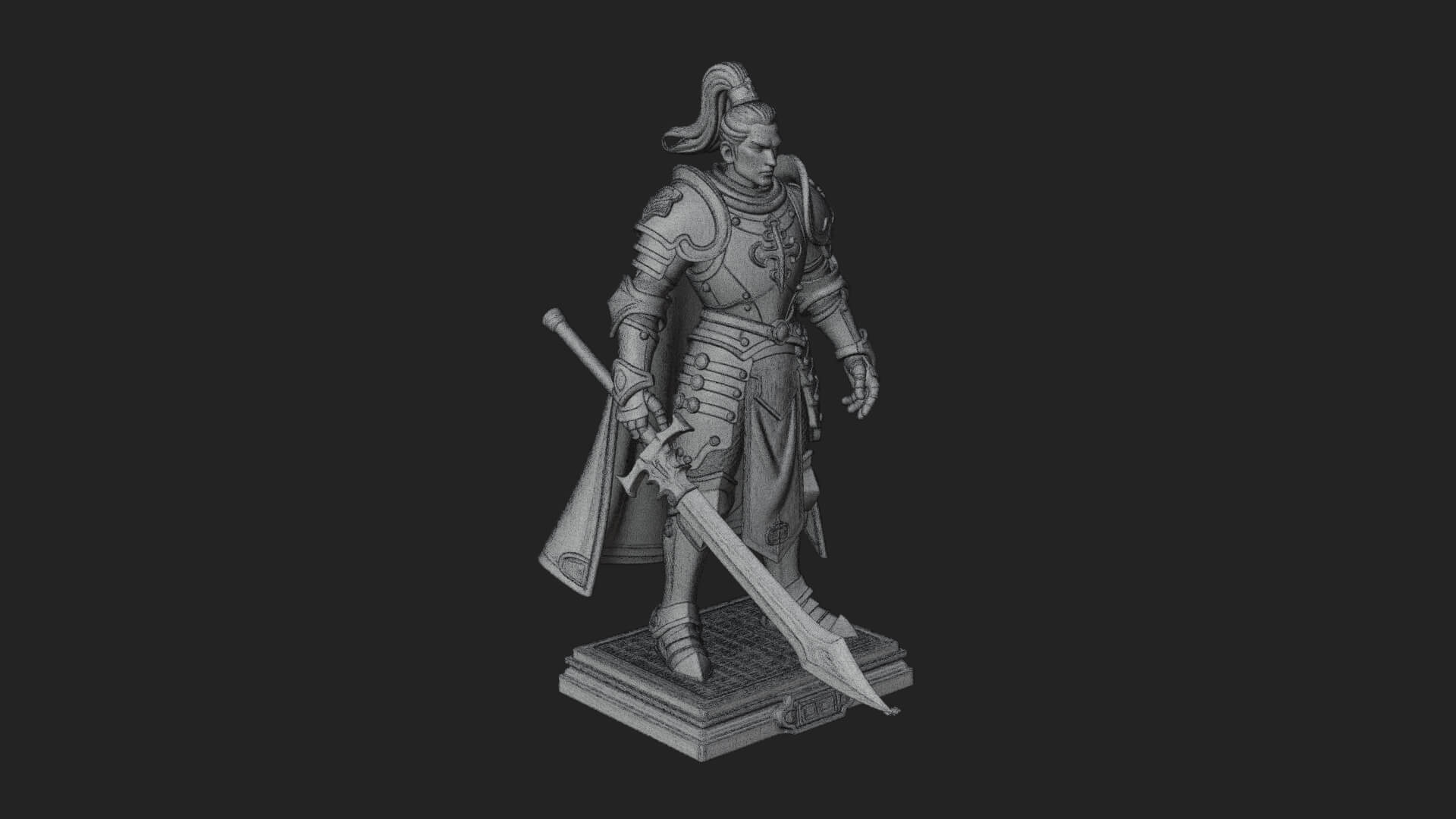 White Armor Swordswoman Statue Design 7 3D Print Model 3D Model