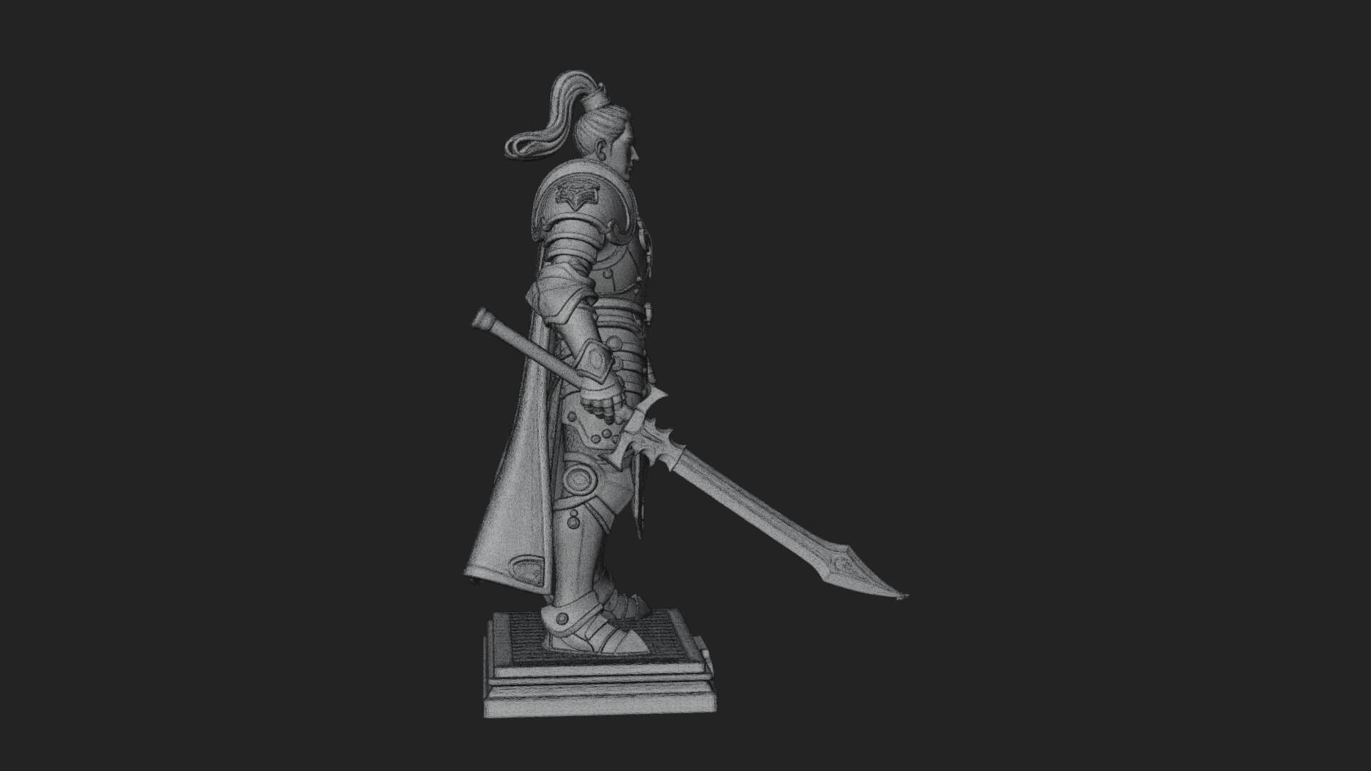 White Armor Swordswoman Statue Design 7 3D Print Model 3D Model