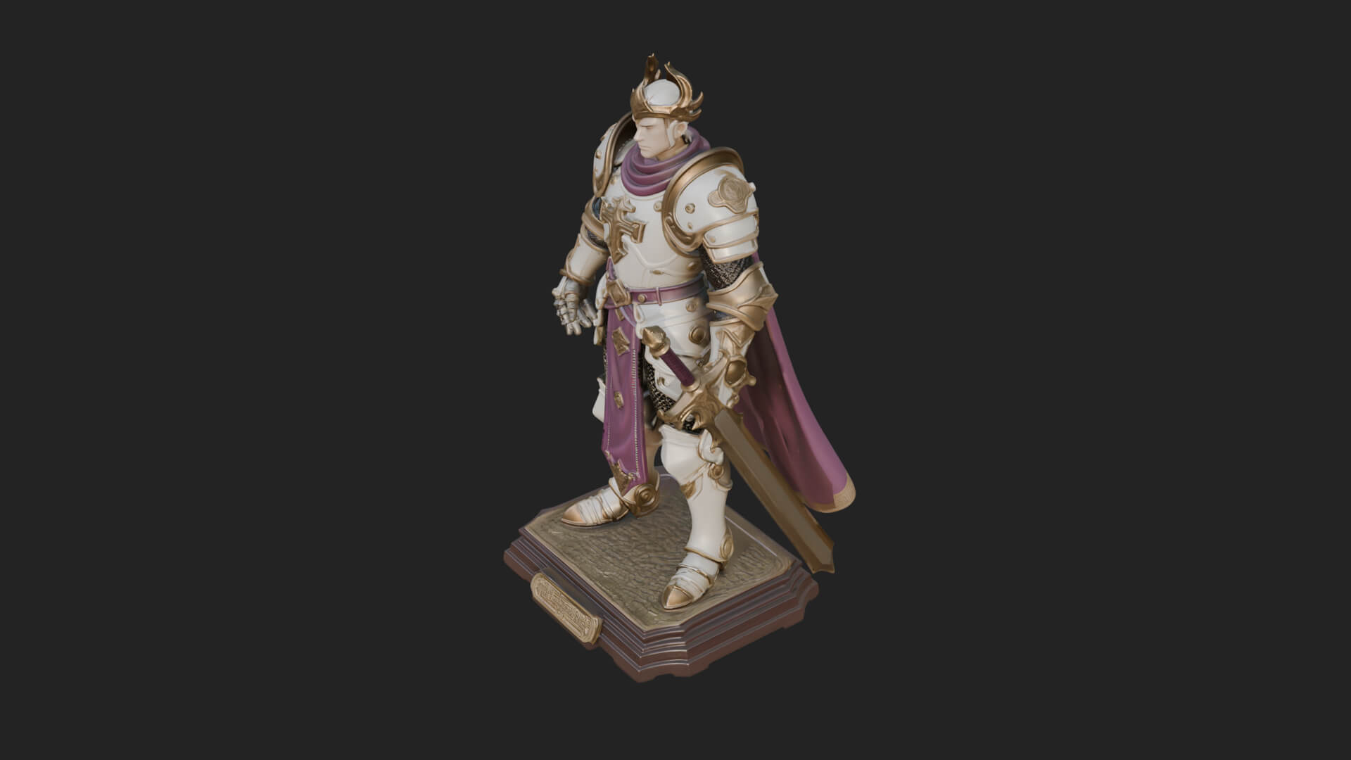 White Armor Swordswoman Statue Design 8 3D Print Model 3D Model