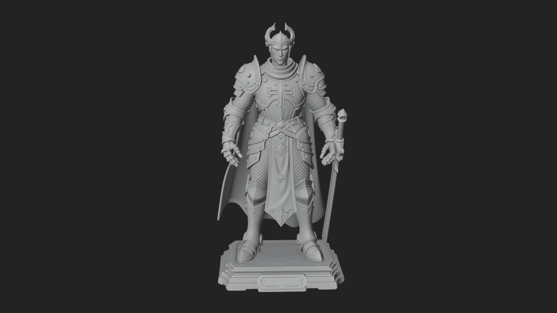 White Armor Swordswoman Statue Design 8 3D Print Model 3D Model