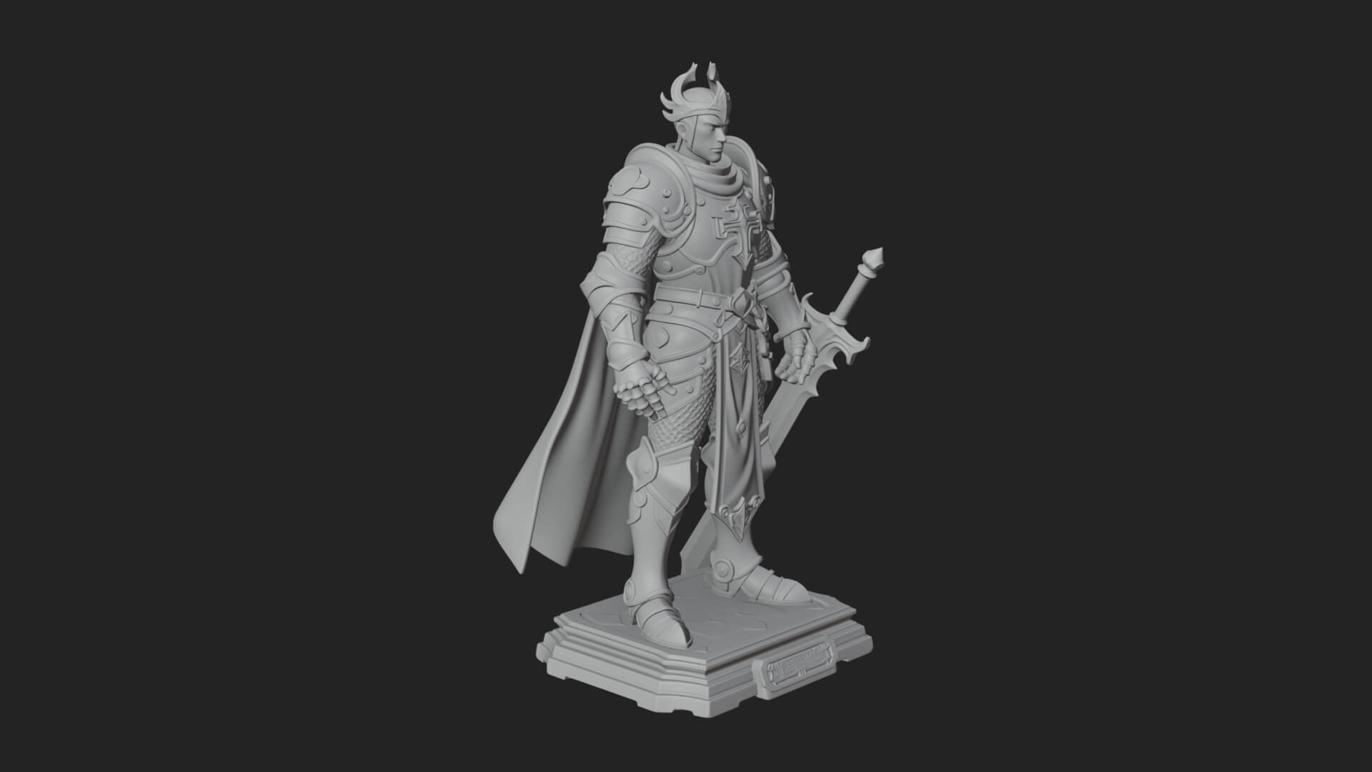 White Armor Swordswoman Statue Design 8 3D Print Model 3D Model