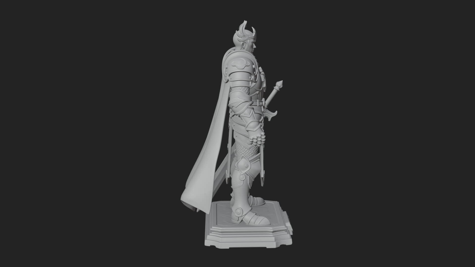 White Armor Swordswoman Statue Design 8 3D Print Model 3D Model