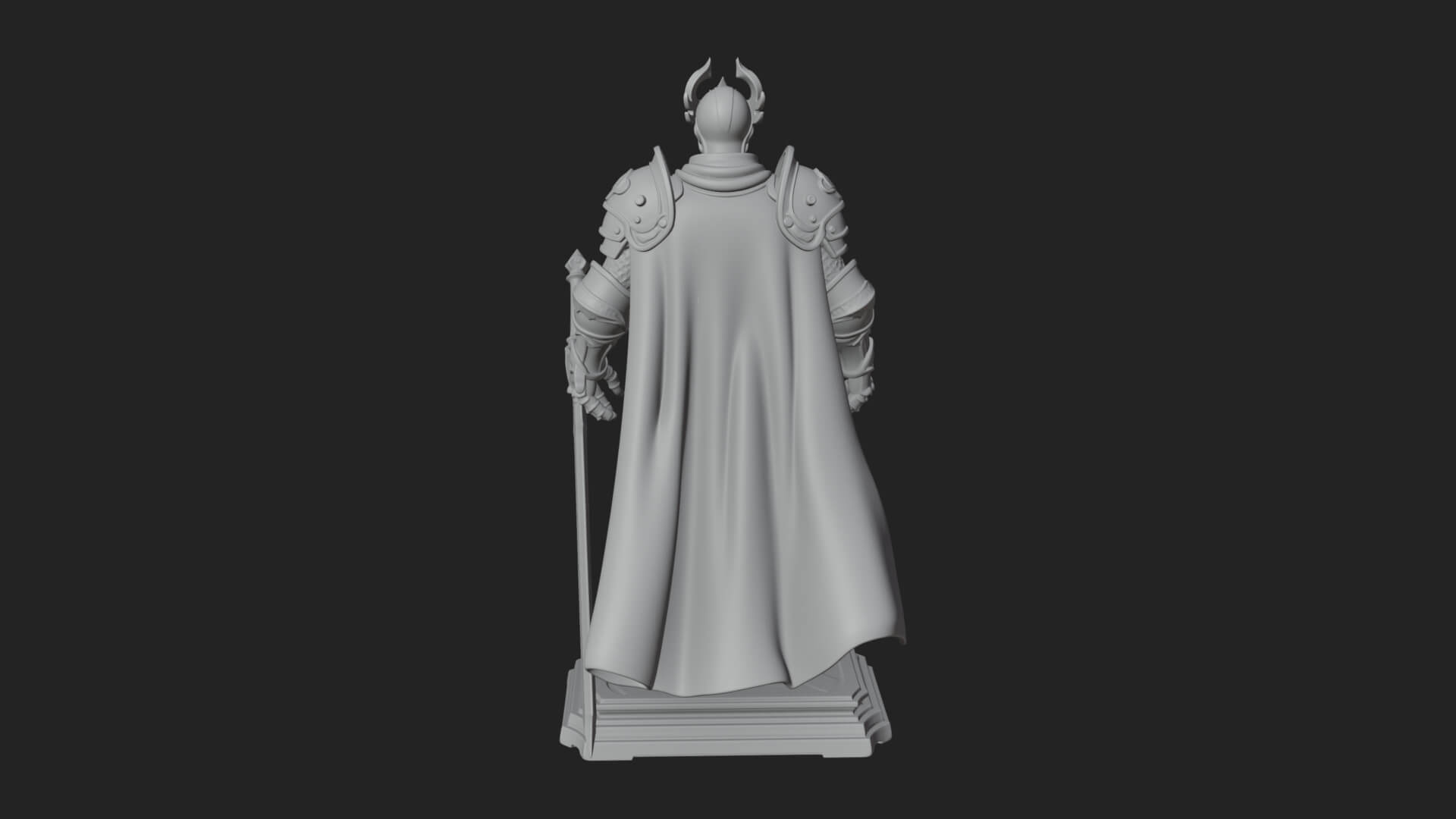White Armor Swordswoman Statue Design 8 3D Print Model 3D Model