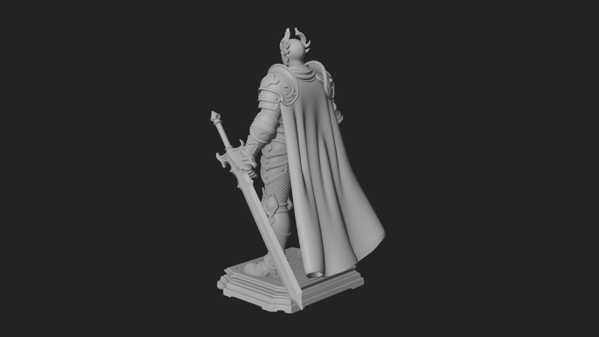 White Armor Swordswoman Statue Design 8 3D Print Model 3D Model