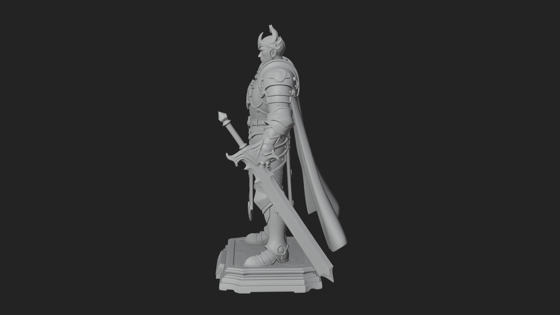 White Armor Swordswoman Statue Design 8 3D Print Model 3D Model