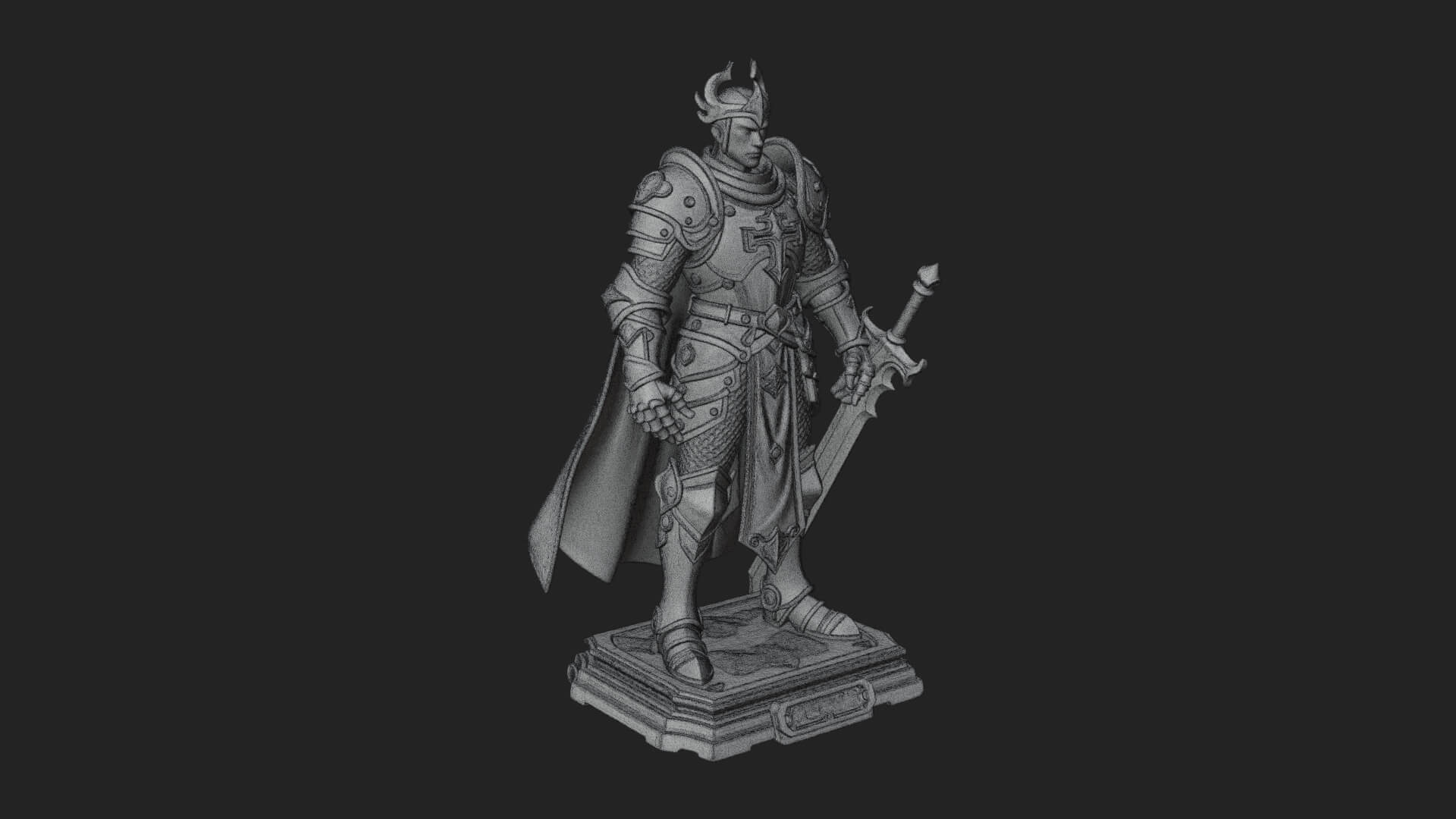 White Armor Swordswoman Statue Design 8 3D Print Model 3D Model