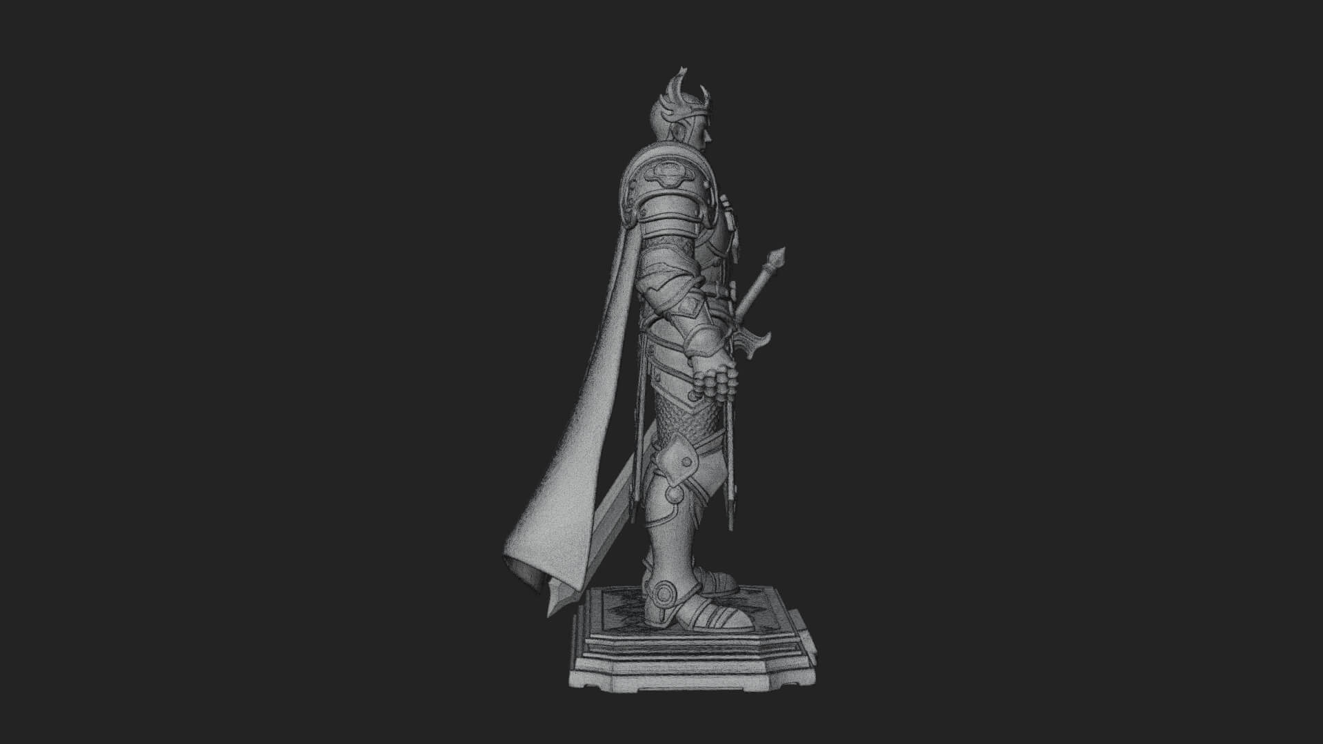 White Armor Swordswoman Statue Design 8 3D Print Model 3D Model