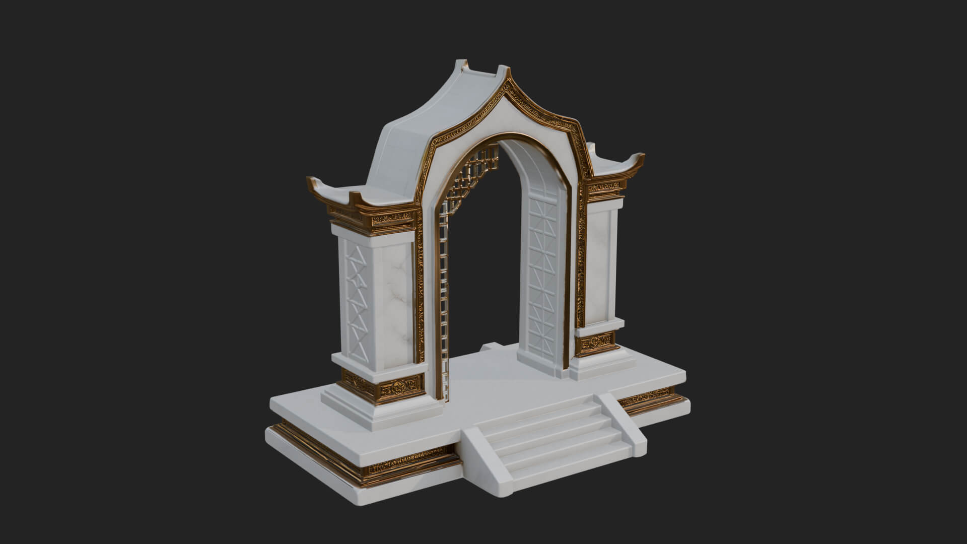 White Gilt Portal Arch Design 1 3D Print Model 3D Model