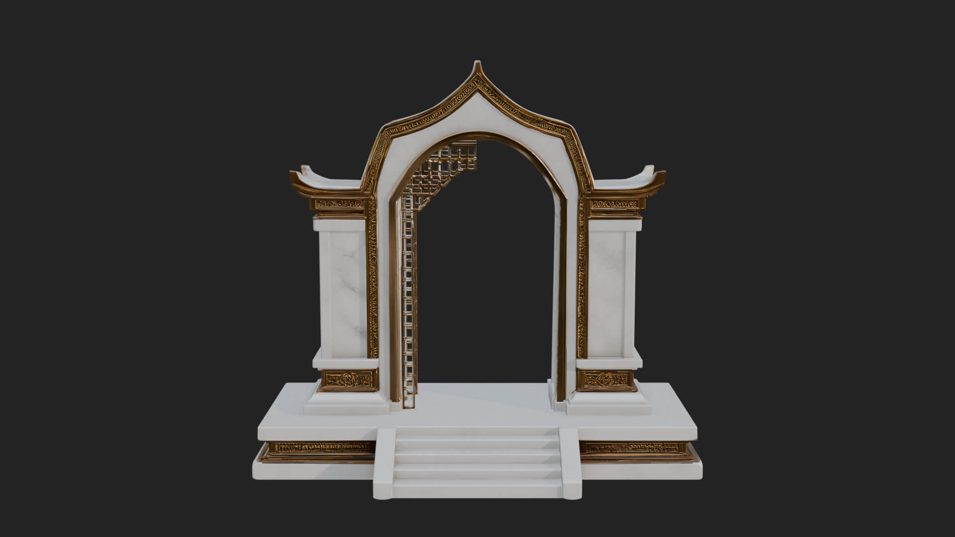 White Gilt Portal Arch Design 1 3D Print Model 3D Model