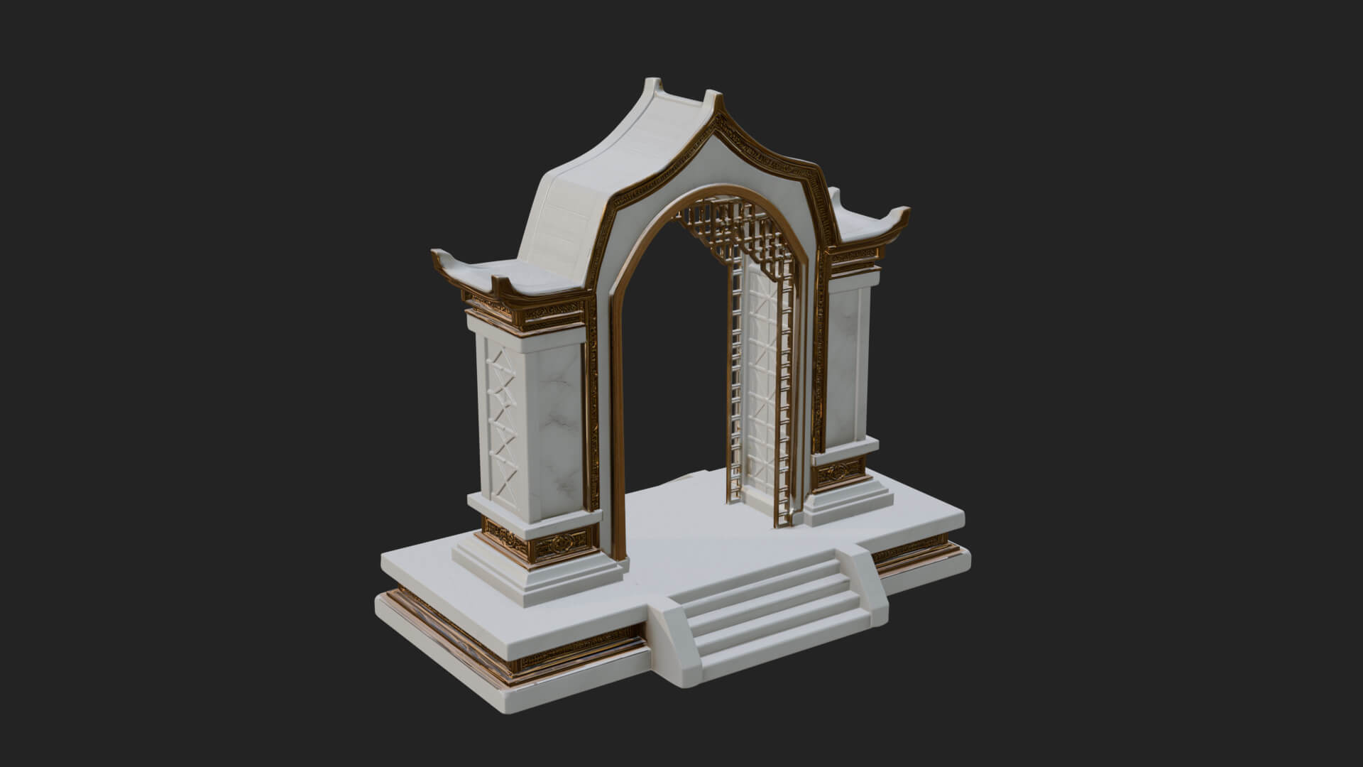 White Gilt Portal Arch Design 1 3D Print Model 3D Model