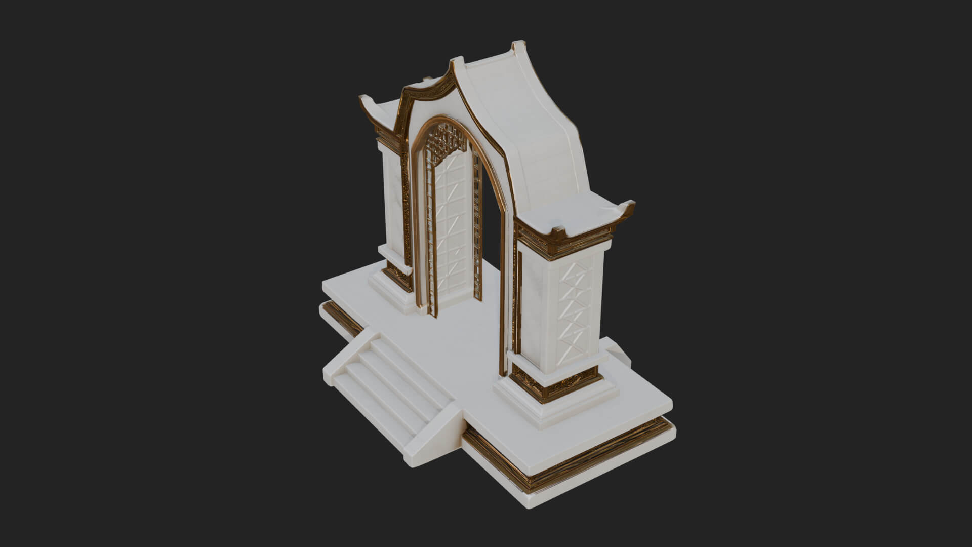 White Gilt Portal Arch Design 1 3D Print Model 3D Model