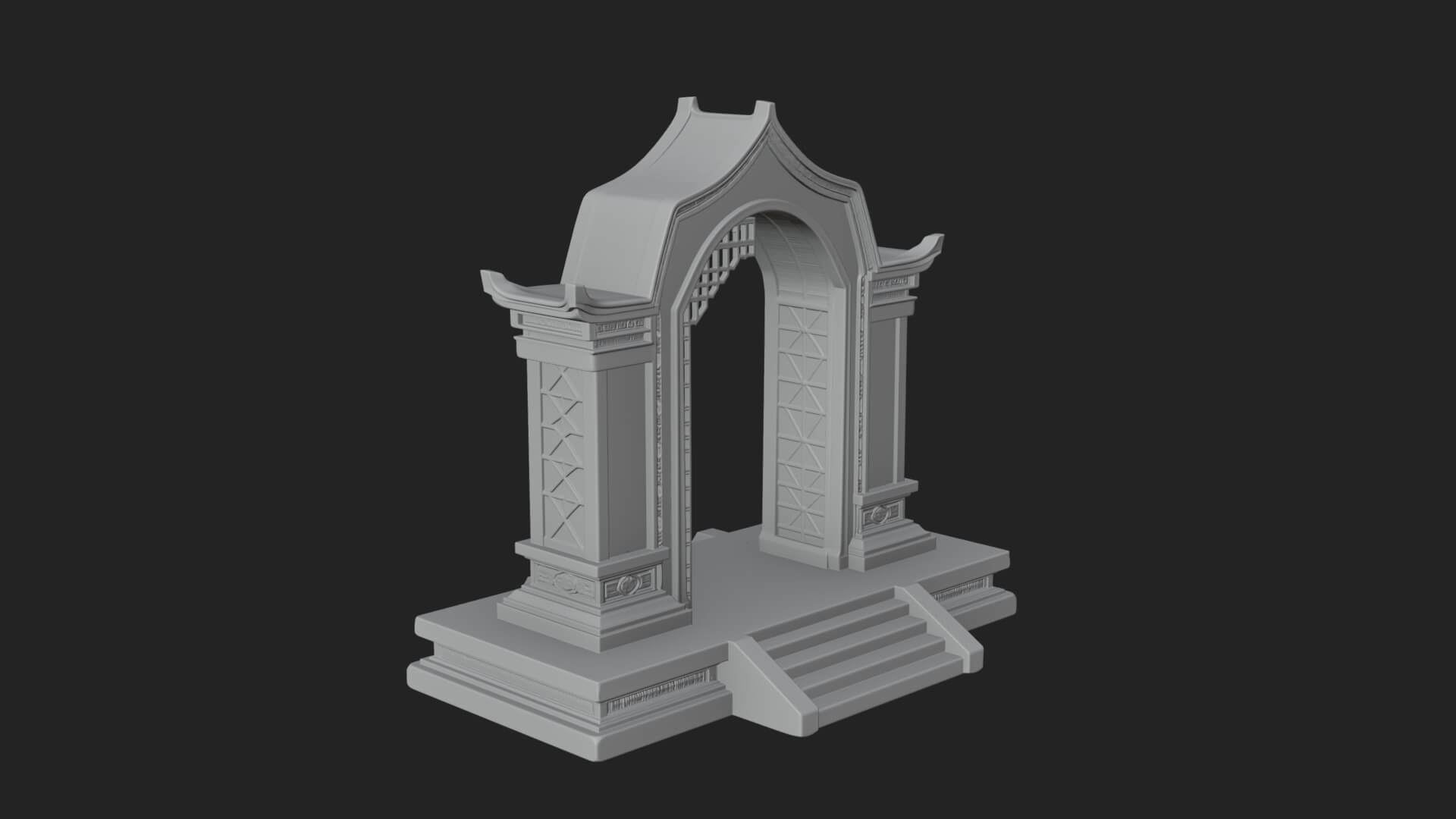 White Gilt Portal Arch Design 1 3D Print Model 3D Model