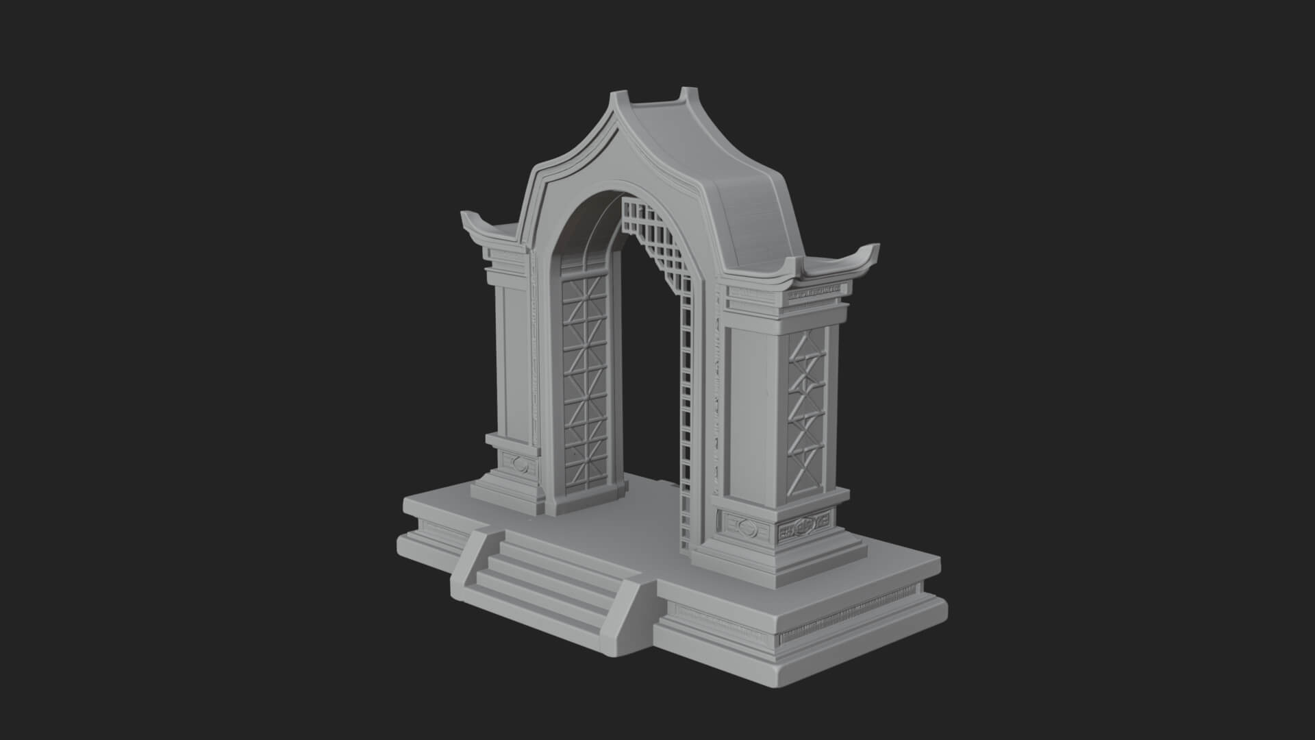 White Gilt Portal Arch Design 1 3D Print Model 3D Model