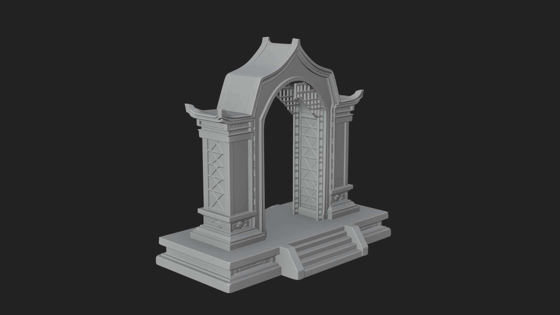 White Gilt Portal Arch Design 1 3D Print Model 3D Model