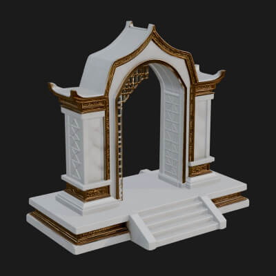 White Gilt Portal Arch Design 1 3D Print Model
