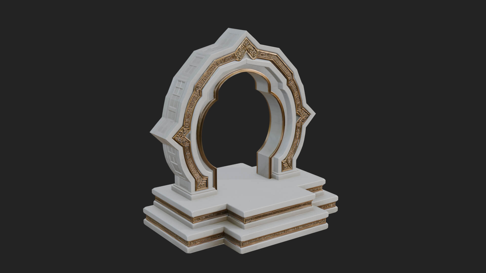 White Gilt Portal Arch Design 2 3D Print Model 3D Model