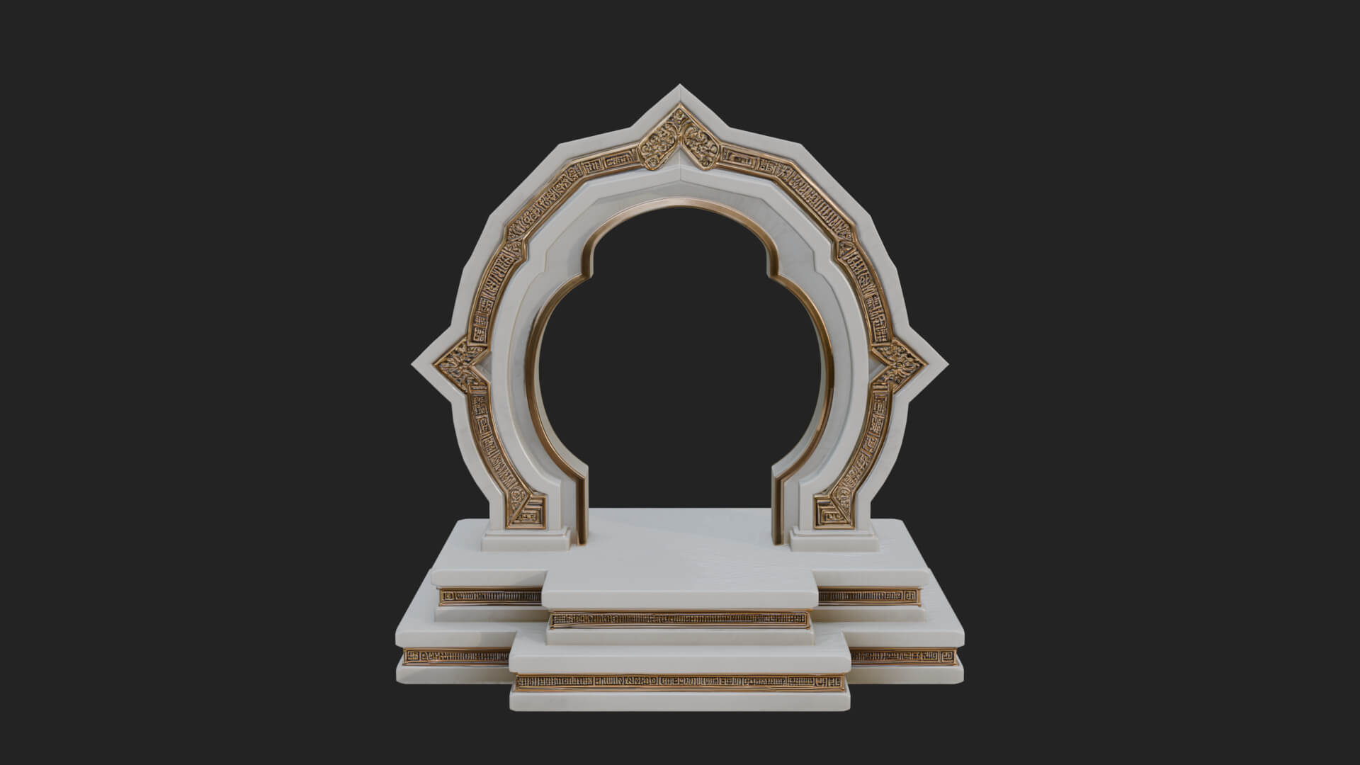 White Gilt Portal Arch Design 2 3D Print Model 3D Model