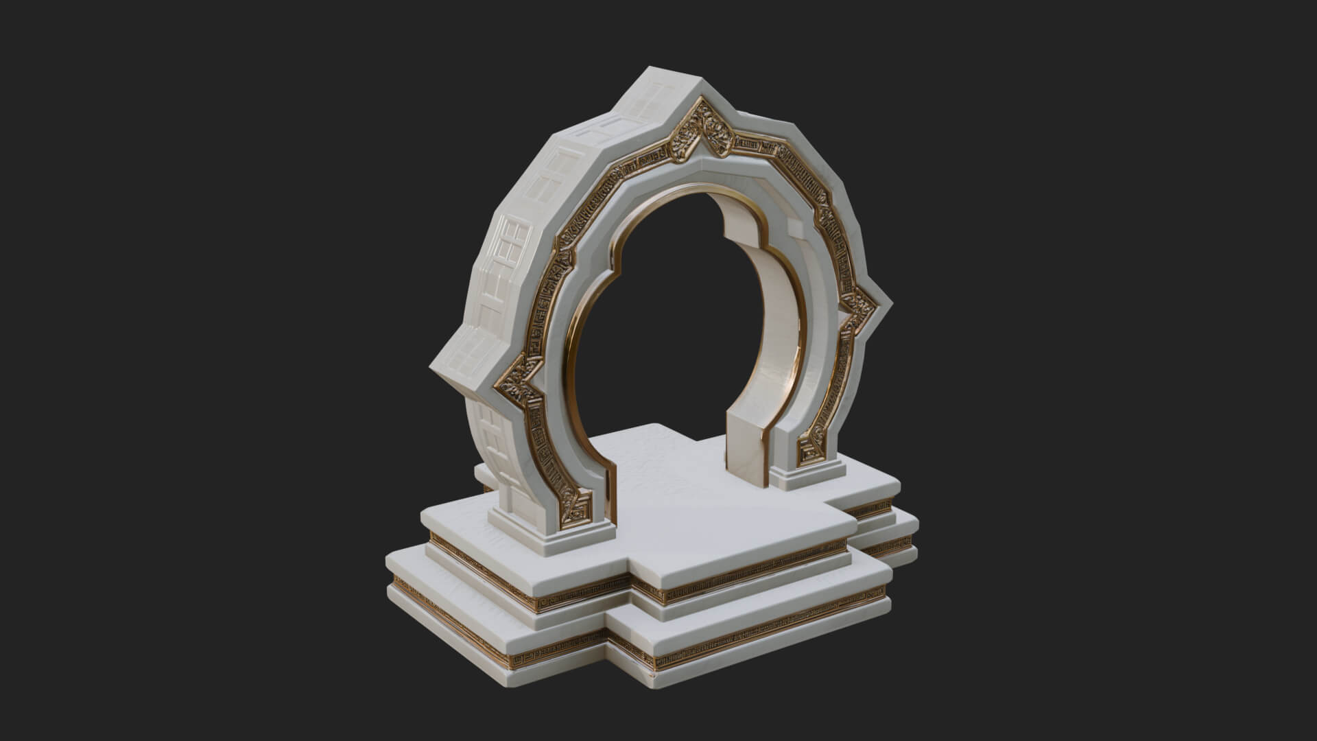 White Gilt Portal Arch Design 2 3D Print Model 3D Model