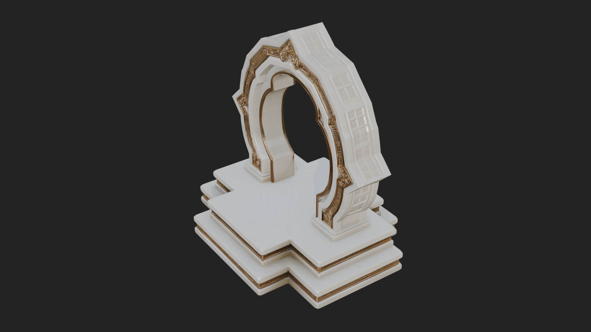 White Gilt Portal Arch Design 2 3D Print Model 3D Model