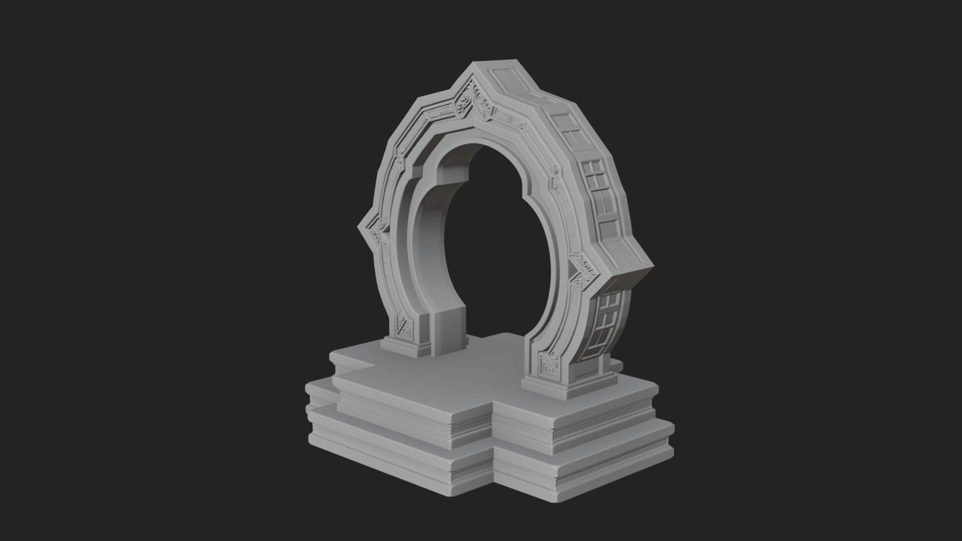 White Gilt Portal Arch Design 2 3D Print Model 3D Model