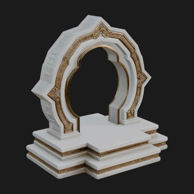White Gilt Portal Arch Design 2 3D Print Model