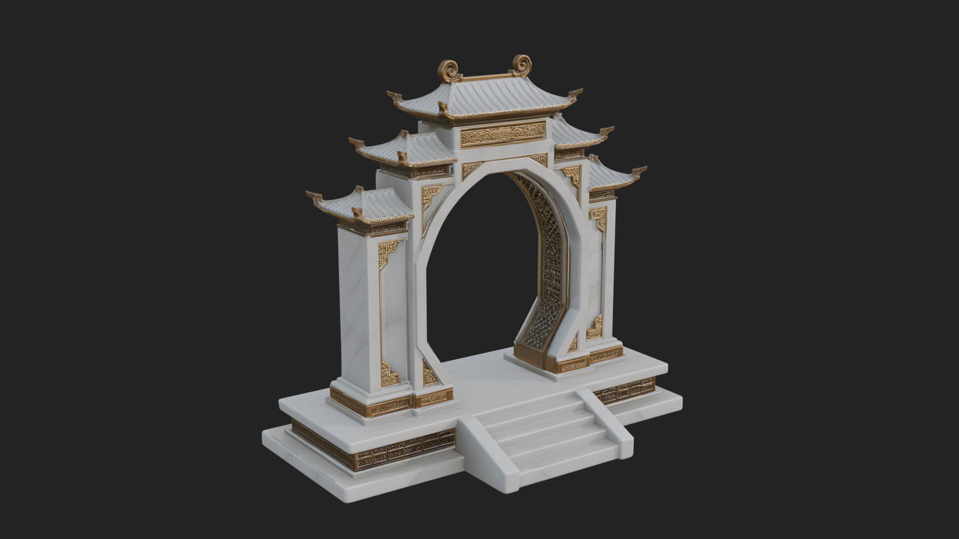 White Gilt Portal Arch Design 3 3D Print Model 3D Model