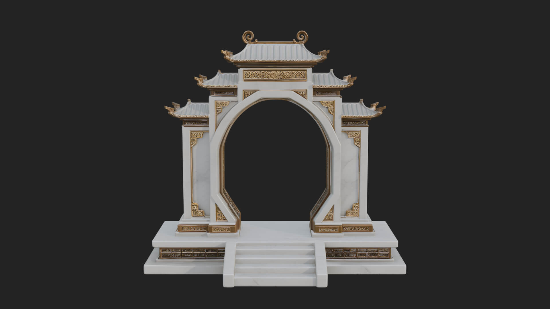 White Gilt Portal Arch Design 3 3D Print Model 3D Model