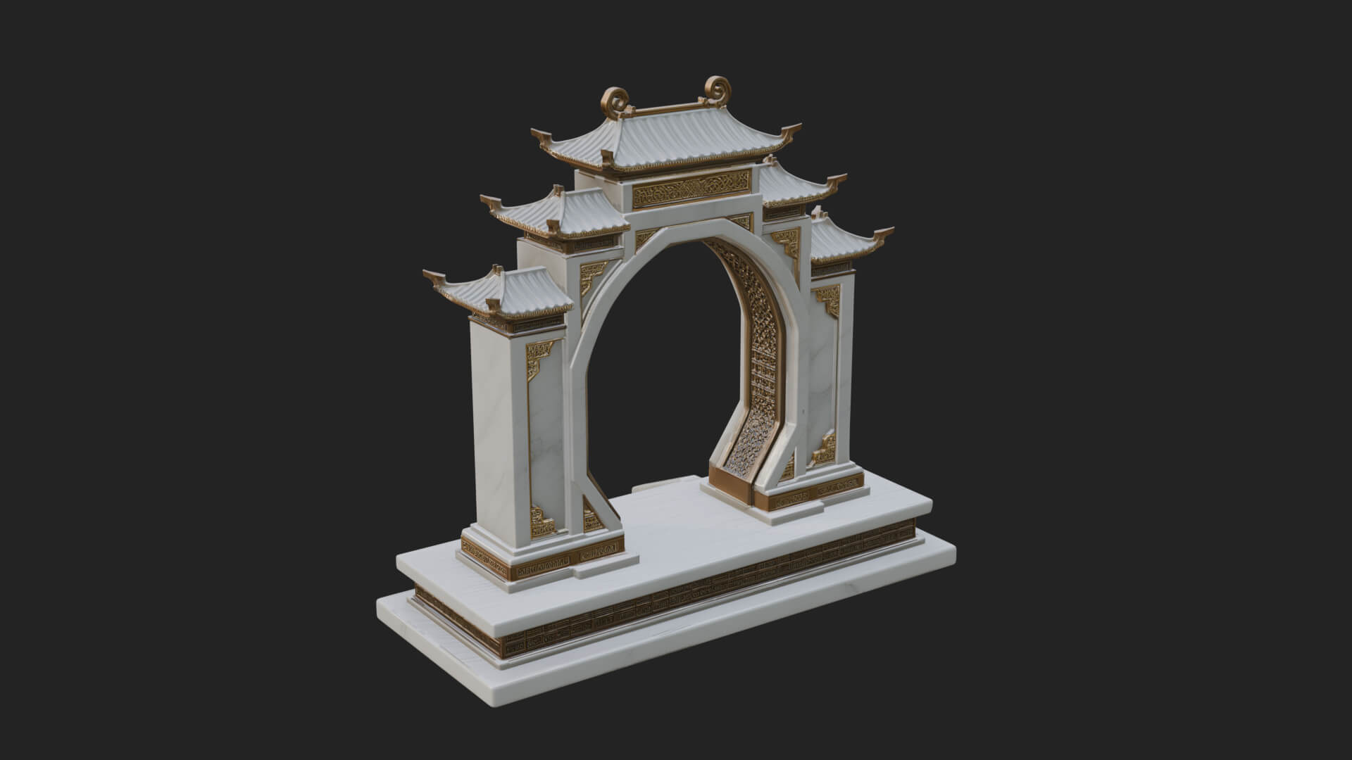 White Gilt Portal Arch Design 3 3D Print Model 3D Model