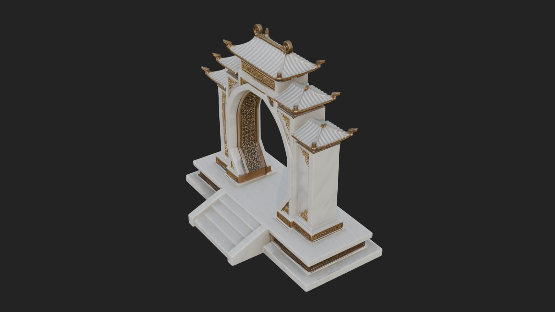 White Gilt Portal Arch Design 3 3D Print Model 3D Model