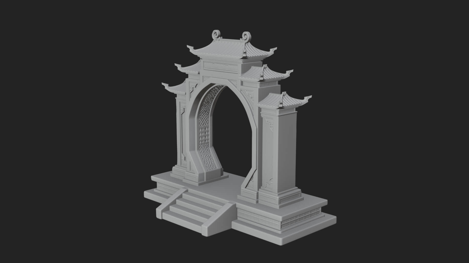 White Gilt Portal Arch Design 3 3D Print Model 3D Model
