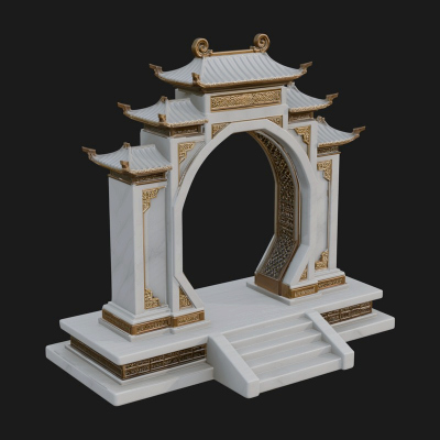 White Gilt Portal Arch Design 3 3D Print Model