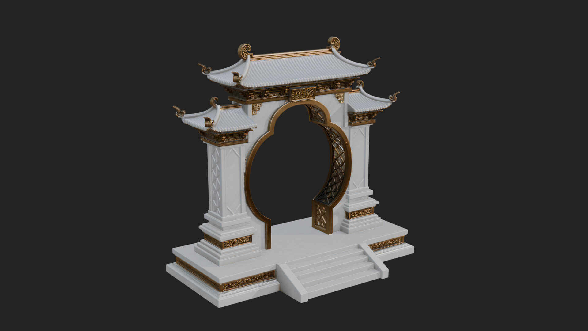 White Gilt Portal Arch Design 4 3D Print Model 3D Model