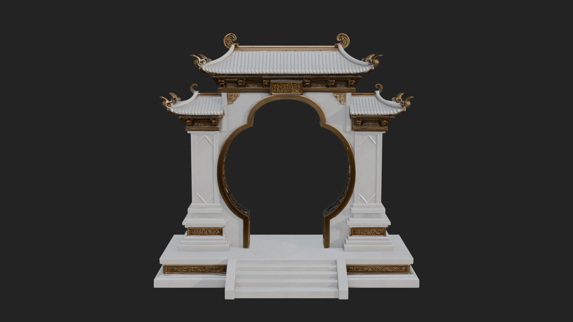 White Gilt Portal Arch Design 4 3D Print Model 3D Model