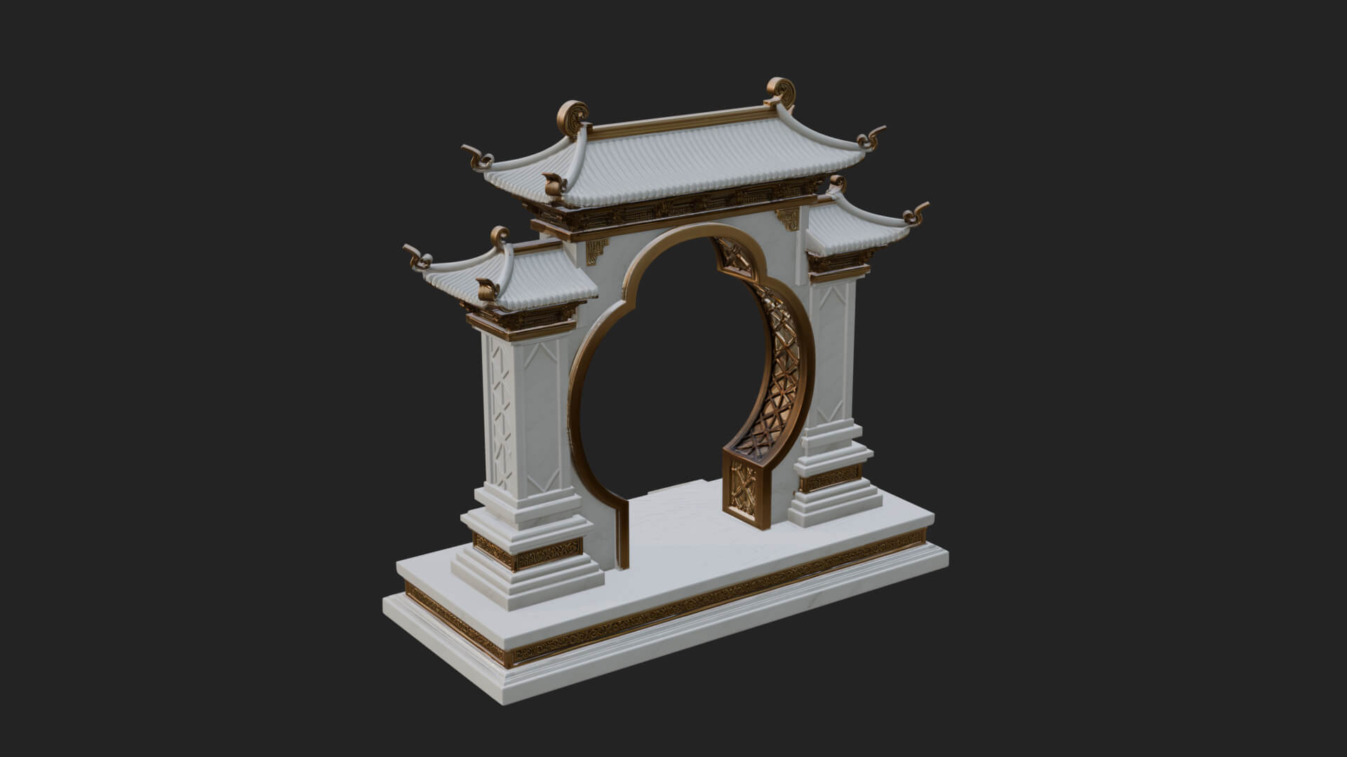 White Gilt Portal Arch Design 4 3D Print Model 3D Model