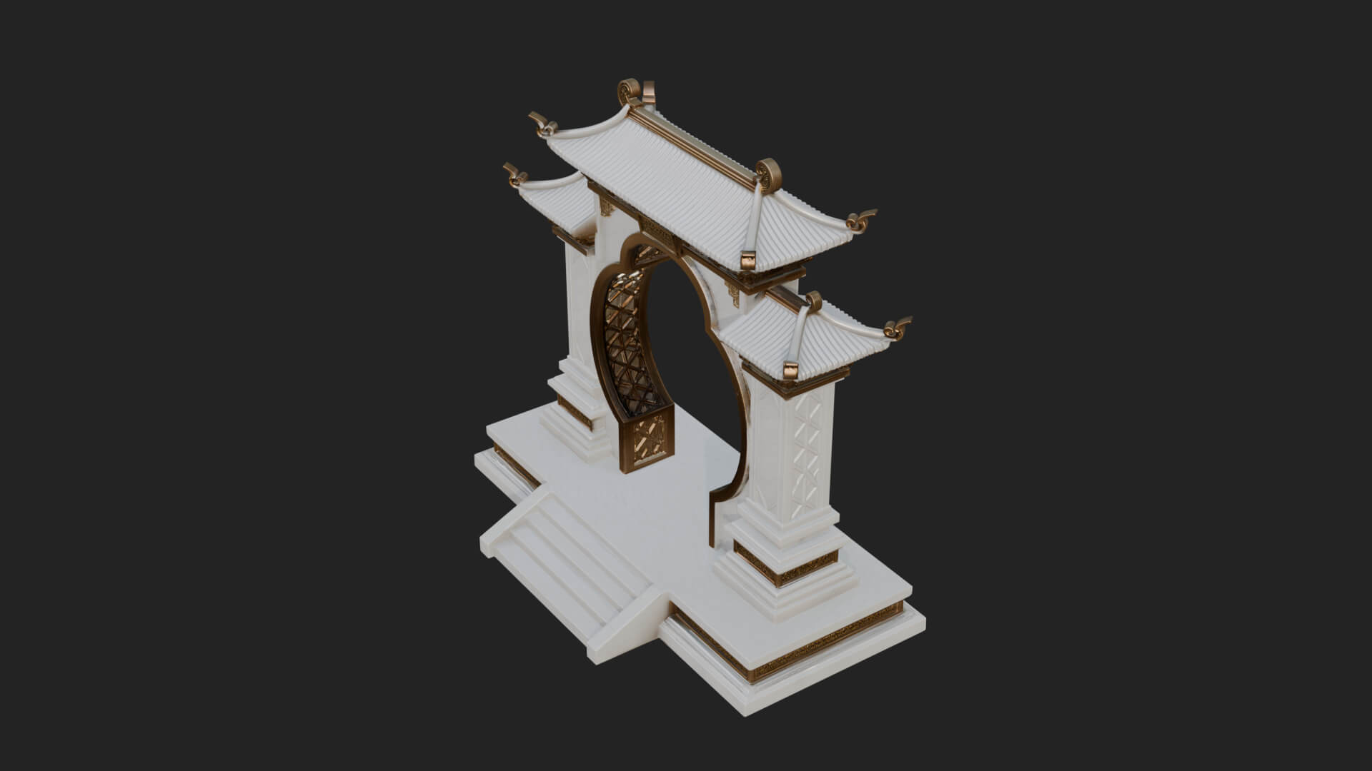 White Gilt Portal Arch Design 4 3D Print Model 3D Model