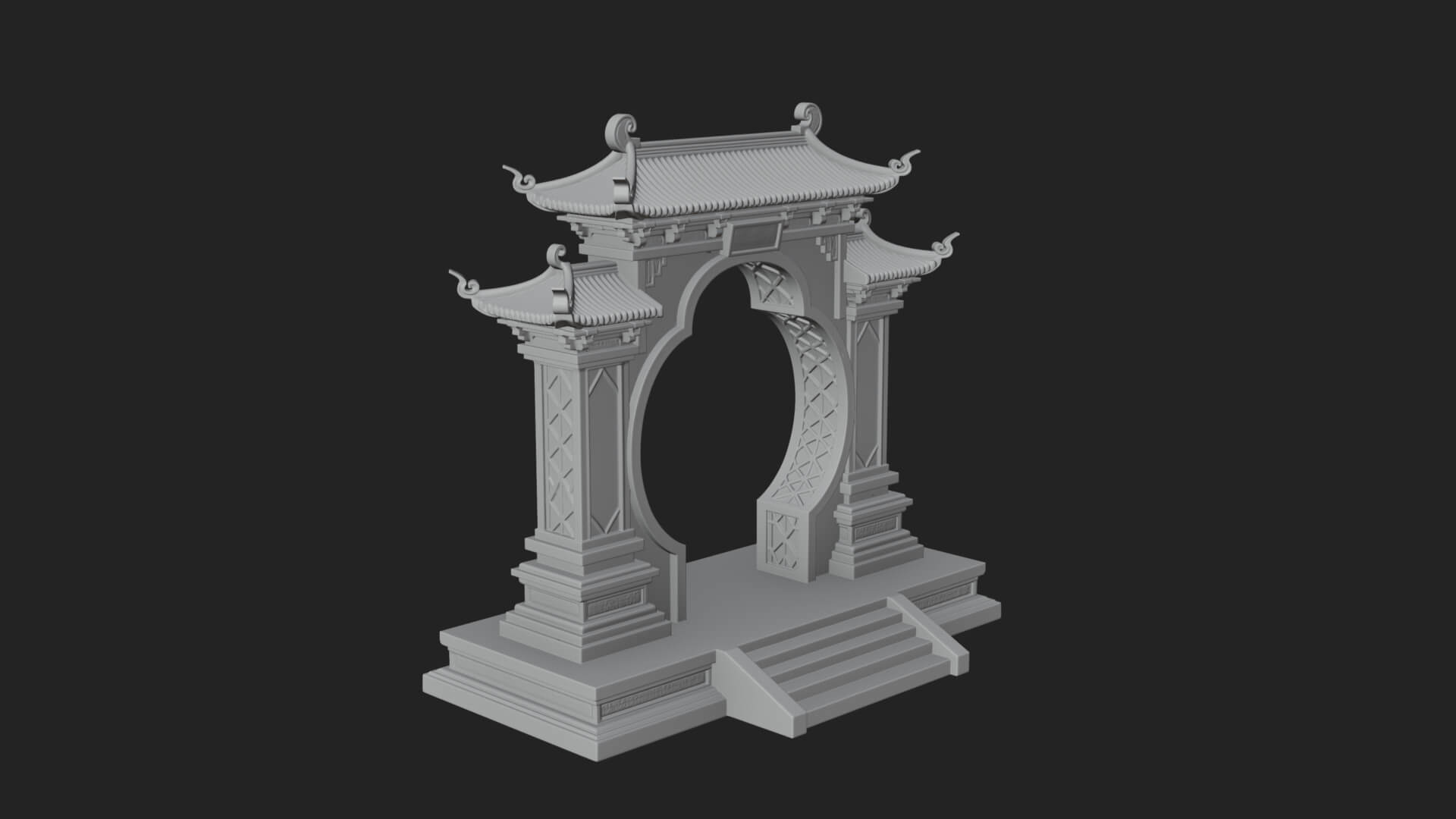 White Gilt Portal Arch Design 4 3D Print Model 3D Model