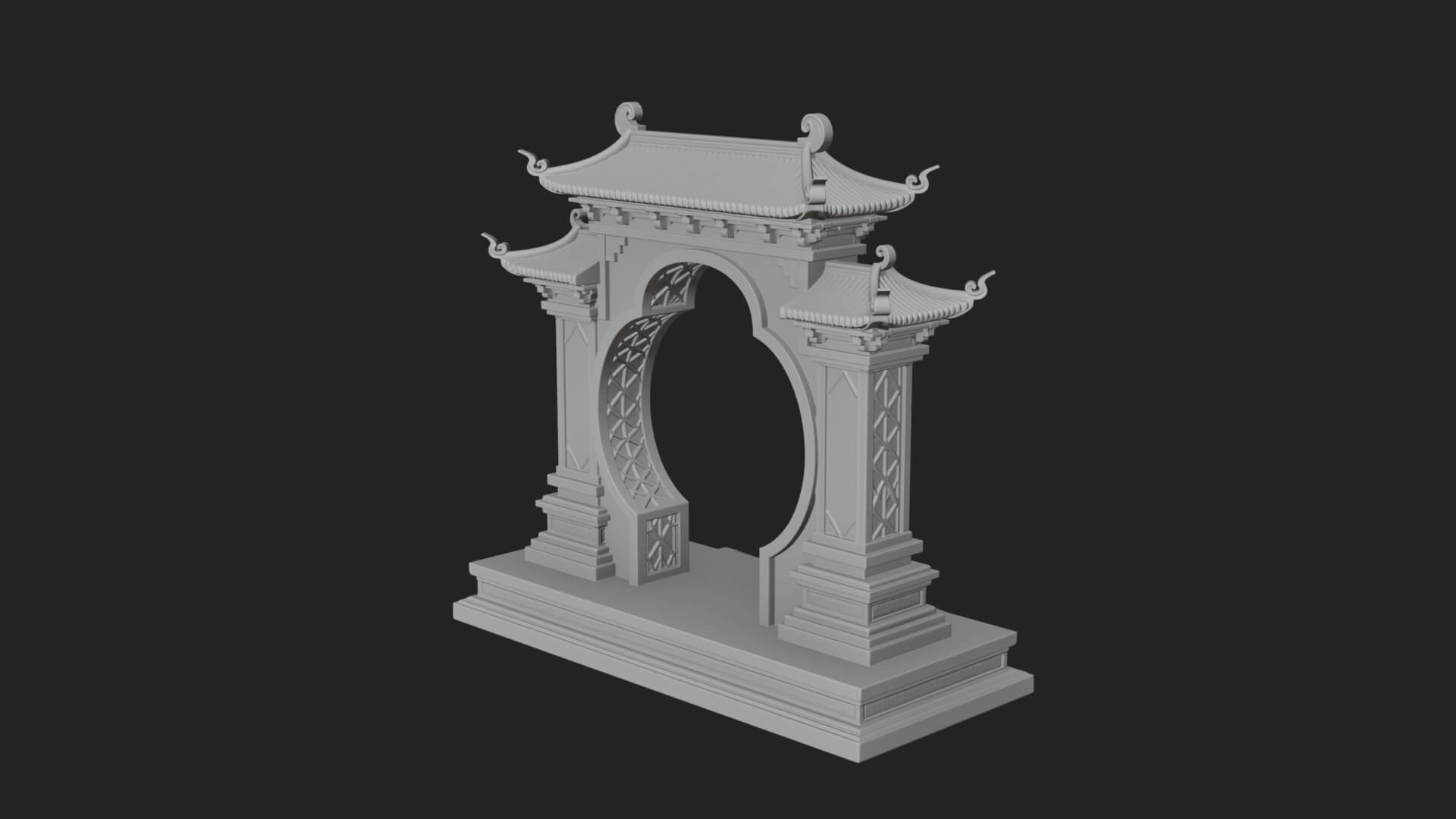 White Gilt Portal Arch Design 4 3D Print Model 3D Model