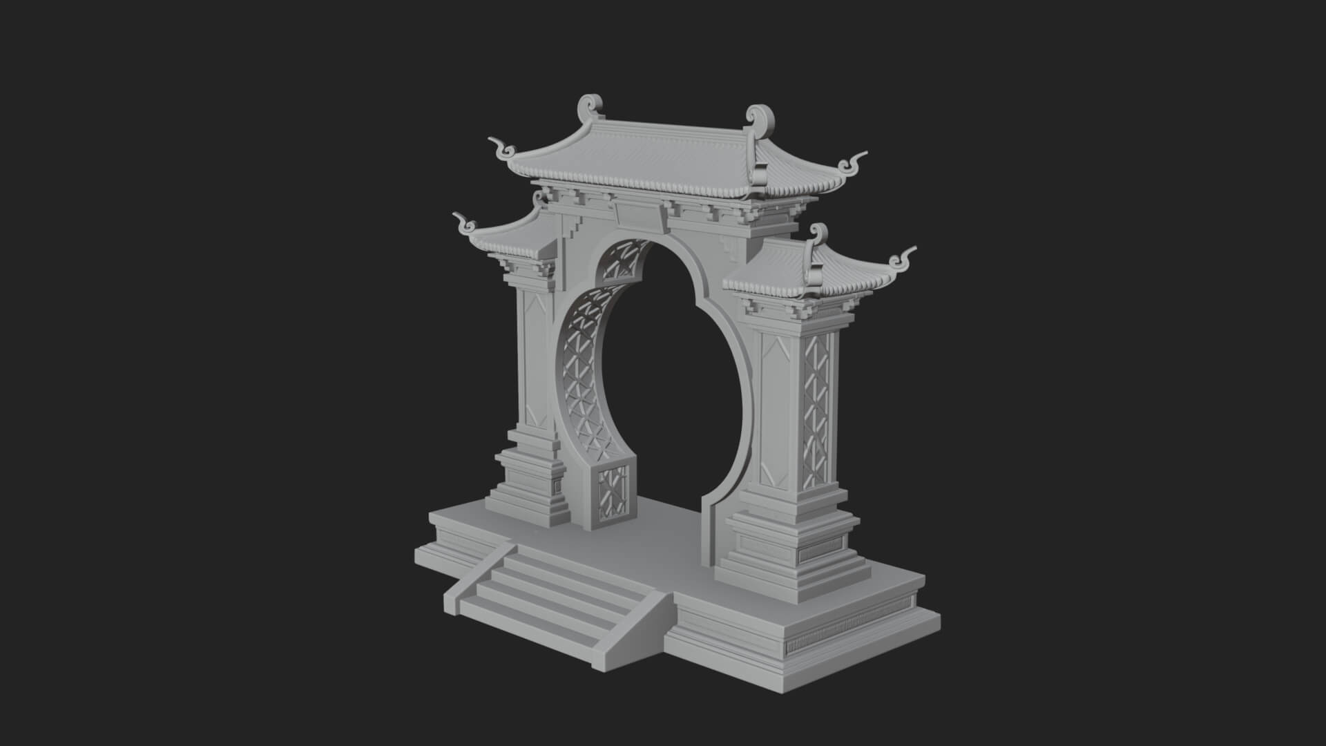 White Gilt Portal Arch Design 4 3D Print Model 3D Model