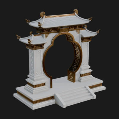 White Gilt Portal Arch Design 4 3D Print Model