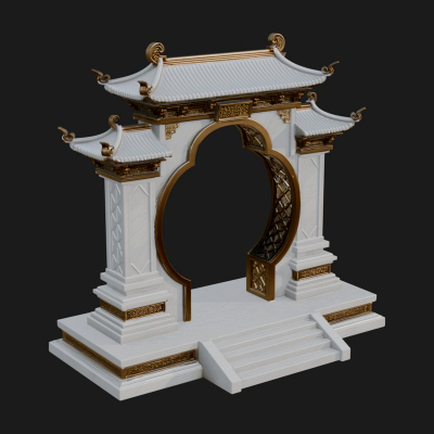 White Gilt Portal Arch Design 4 3D Print Model