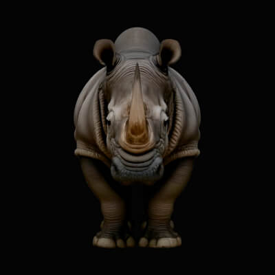 White Rhinoceros Statue Design 1 3D Print Model