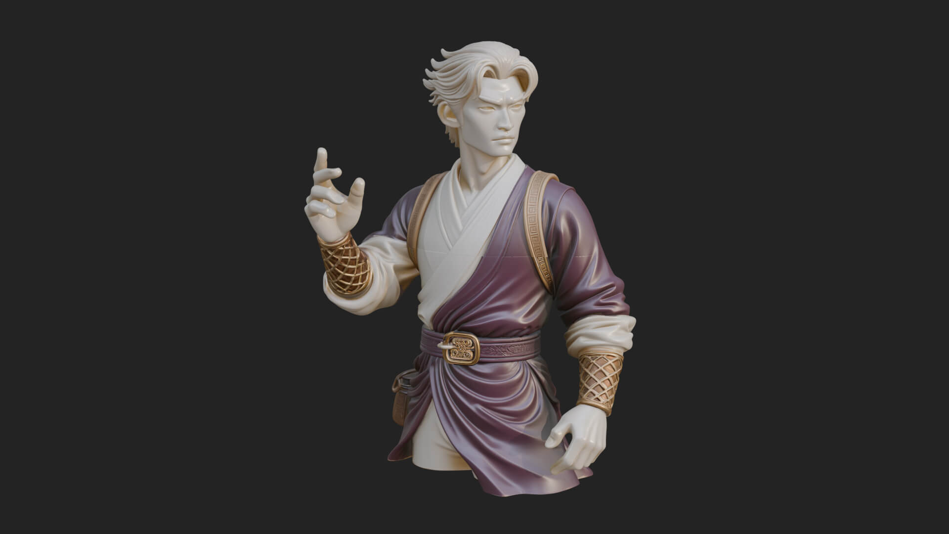 White Robe Young Master Bust Design 1 3D Print Model 3D Model