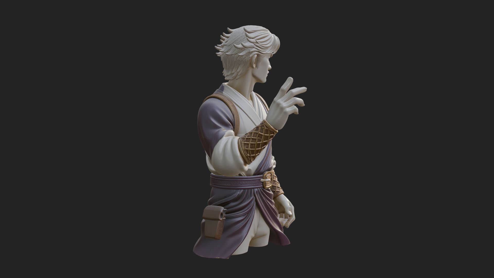 White Robe Young Master Bust Design 1 3D Print Model 3D Model