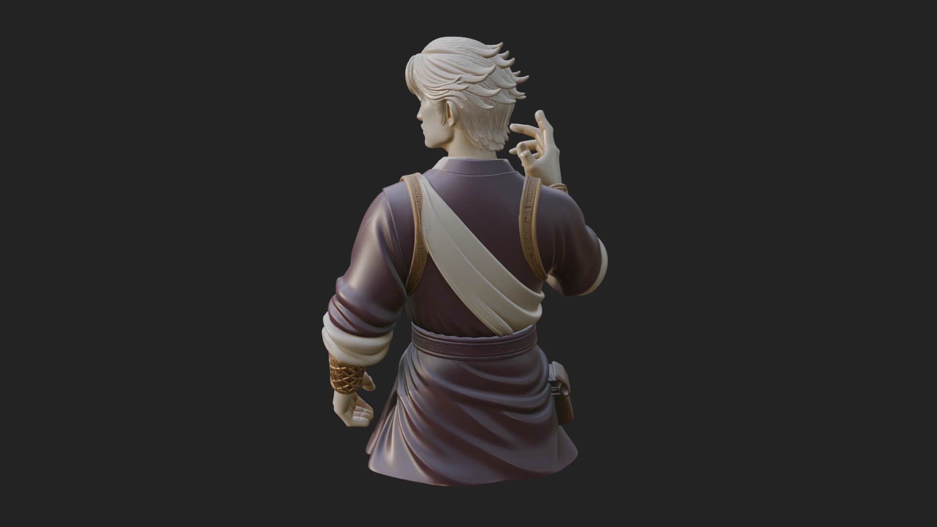 White Robe Young Master Bust Design 1 3D Print Model 3D Model