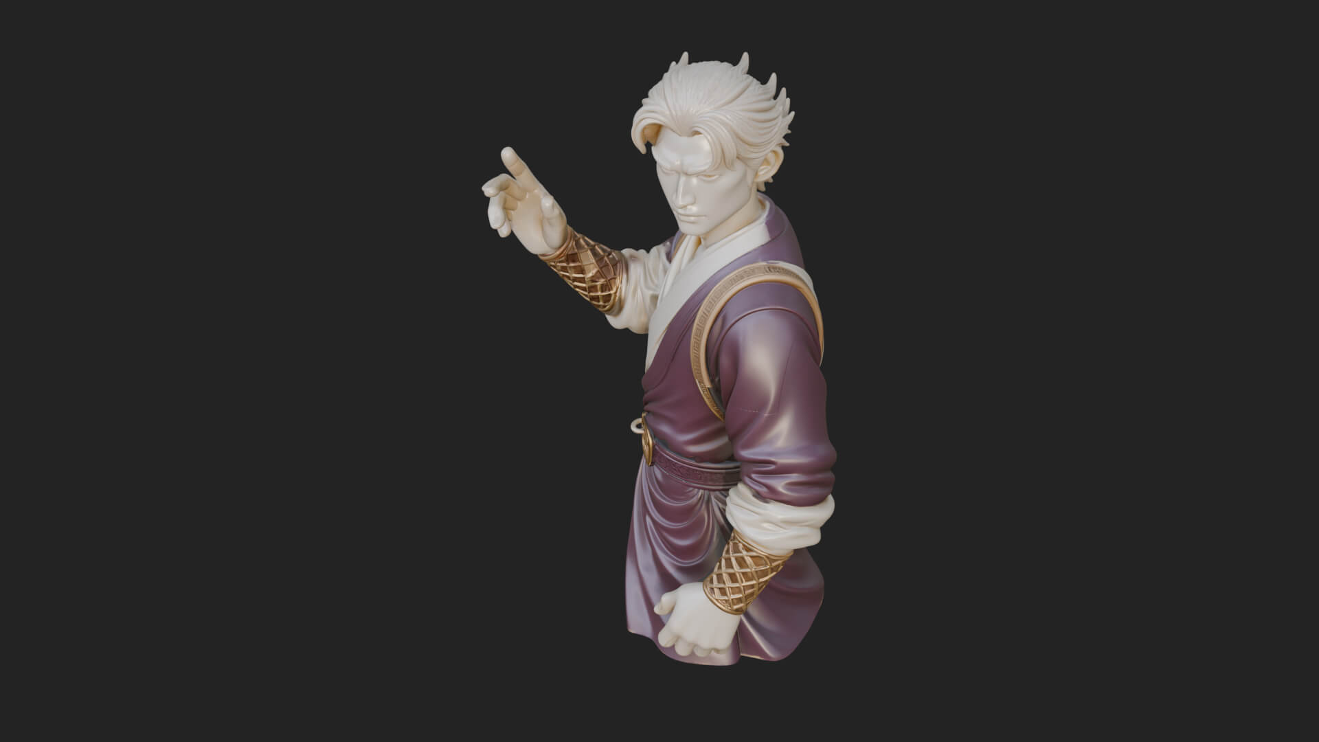 White Robe Young Master Bust Design 1 3D Print Model 3D Model