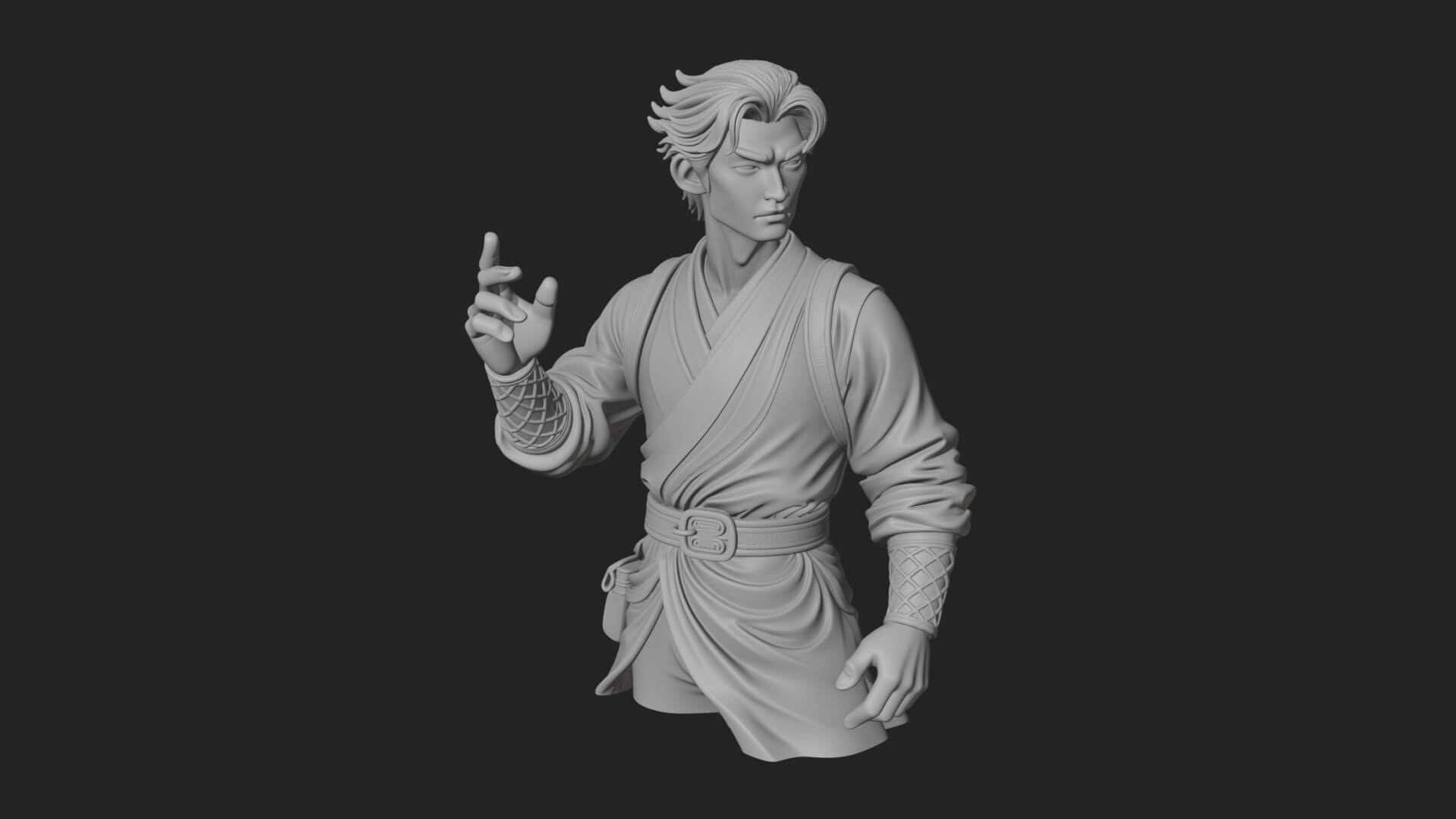 White Robe Young Master Bust Design 1 3D Print Model 3D Model