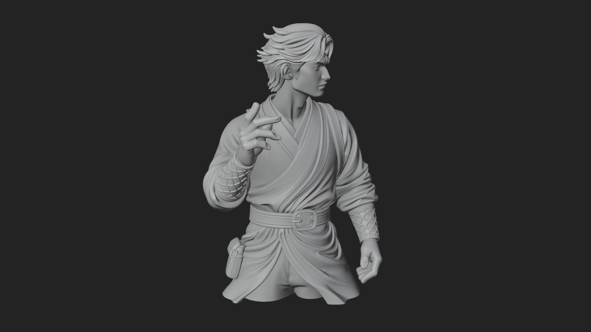 White Robe Young Master Bust Design 1 3D Print Model 3D Model