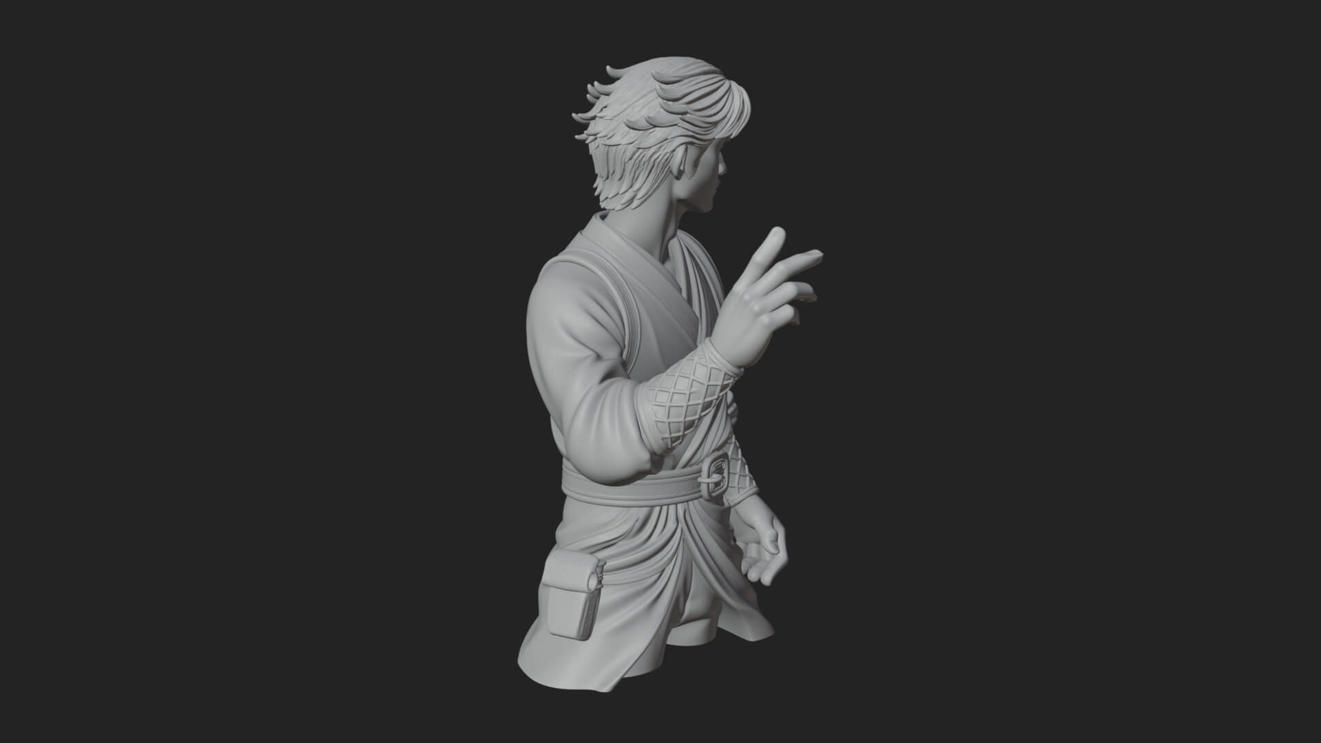 White Robe Young Master Bust Design 1 3D Print Model 3D Model