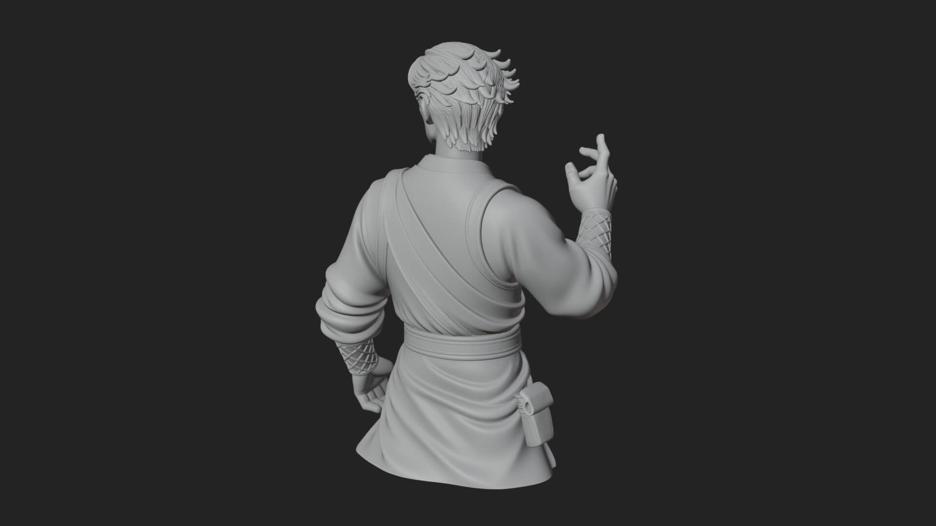 White Robe Young Master Bust Design 1 3D Print Model 3D Model